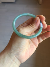 Load image into Gallery viewer, 53mm Certified Type A 100% Natural icy watery deep sea dark green/blue/gray/black Guatemala slim round cut Jadeite bangle PB146-8141

