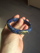 Load image into Gallery viewer, 52.9mm 100% natural blue/white/brown Starry Night Over the Rhône Lapis Lazuli (青金石) square bangle SY112
