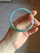 Load image into Gallery viewer, 53mm Certified Type A 100% Natural icy watery deep sea dark green/blue/gray/black Guatemala slim round cut Jadeite bangle PB146-8141
