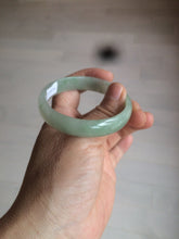 Load image into Gallery viewer, 52mm Certified Type A 100% Natural icy watery light green Jadeite Jade oval bangle Q128-7341
