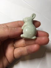 Load image into Gallery viewer, 100% Natural white beige with black/brown flying dandelions Osmanthus fragrant nephrite Jade bunny desk decor/worry stone HE100
