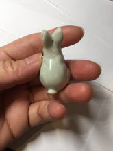 Load image into Gallery viewer, 100% Natural white beige with black/brown flying dandelions Osmanthus fragrant nephrite Jade bunny desk decor/worry stone HE100
