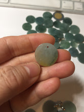 Load image into Gallery viewer, 100% Natural type A dark blue/green/gray round Guatemala Jadeite Jade safe and sound pendant group BF155
