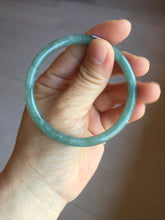 Load image into Gallery viewer, 55.5mm Certified Type A 100% Natural icy watery deep sea dark green/blue/gray/black Guatemala slim round cut Jadeite bangle PB144-8149
