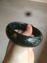 Load image into Gallery viewer, 59.7mm 100% Natural dark green/black meteorite nephrite Hetian Jade bangle XY12
