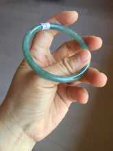 Load image into Gallery viewer, 55.5mm Certified Type A 100% Natural icy watery deep sea dark green/blue/gray/black Guatemala slim round cut Jadeite bangle PB144-8149
