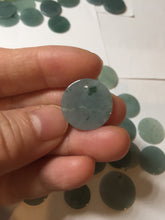 Load image into Gallery viewer, 100% Natural type A dark blue/green/gray round Guatemala Jadeite Jade safe and sound pendant group BF155
