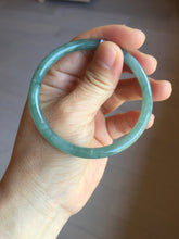 Load image into Gallery viewer, 55.5mm Certified Type A 100% Natural icy watery deep sea dark green/blue/gray/black Guatemala slim round cut Jadeite bangle PB144-8149
