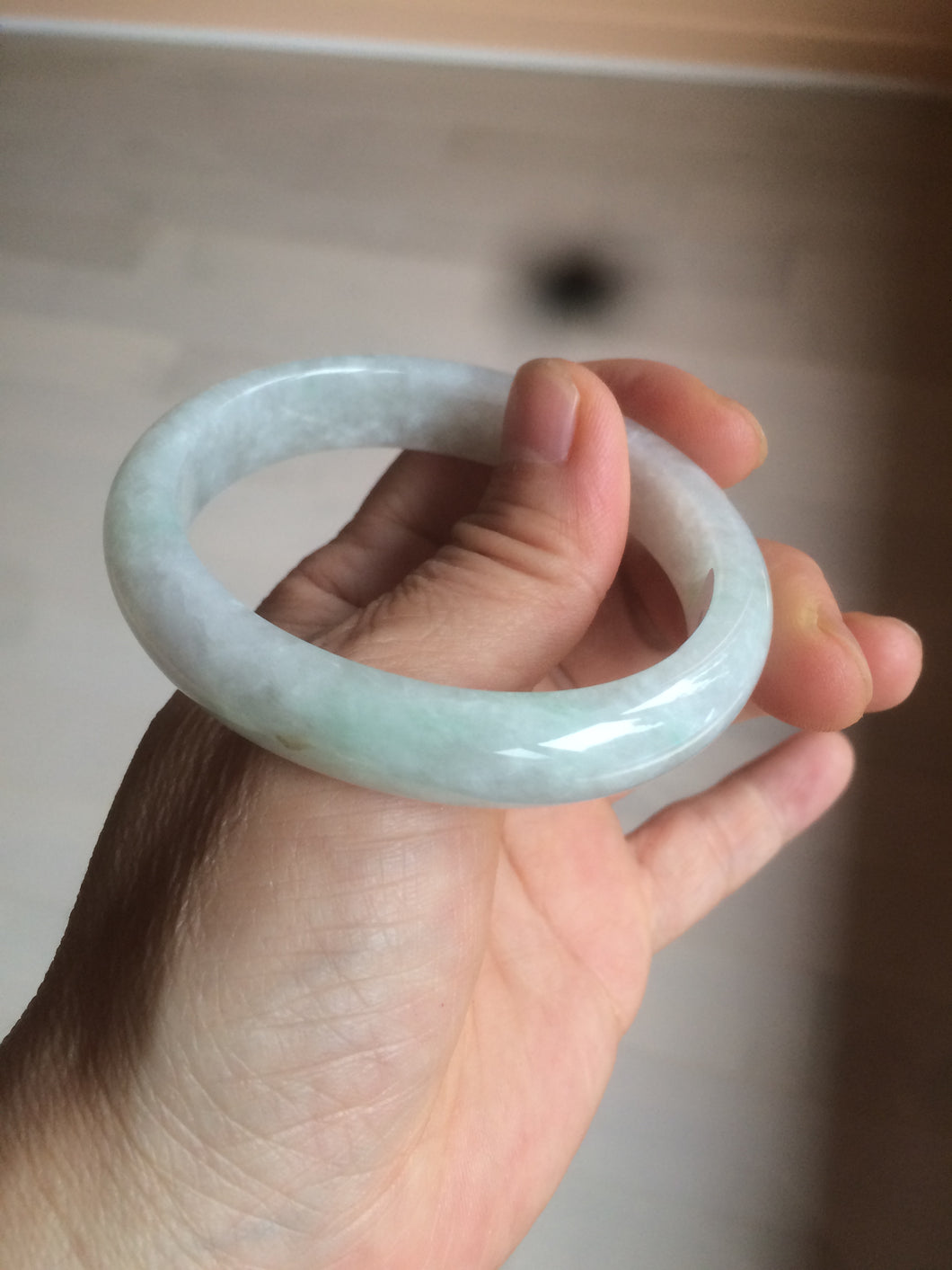 52mm certified Type A 100% Natural icy light green oval Jadeite Jade bangle AZ45-5053