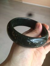 Load image into Gallery viewer, 59.7mm 100% Natural dark green/black meteorite nephrite Hetian Jade bangle XY12
