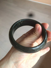 Load image into Gallery viewer, 59.7mm 100% Natural dark green/black meteorite nephrite Hetian Jade bangle XY12
