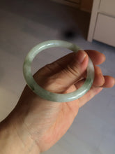 Load image into Gallery viewer, 55mm Certified type A 100% Natural light green/white  round cut Jadeite bangle BH4-0415
