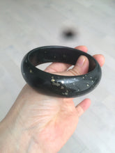 Load image into Gallery viewer, 59.7mm 100% Natural dark green/black meteorite nephrite Hetian Jade bangle XY12
