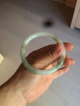 Load image into Gallery viewer, 55mm Certified type A 100% Natural light green/white  round cut Jadeite bangle BH4-0415
