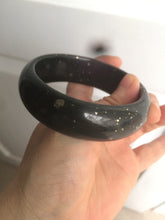 Load image into Gallery viewer, 59.7mm 100% Natural dark green/black meteorite nephrite Hetian Jade bangle XY12
