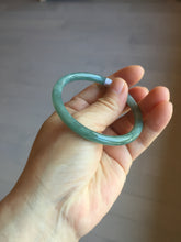 Load image into Gallery viewer, 52.5mm Certified Type A 100% Natural icy watery deep sea dark green/blue/gray/black Guatemala slim round cut Jadeite bangle PB141-8130
