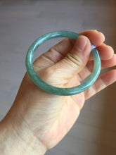Load image into Gallery viewer, 52.5mm Certified Type A 100% Natural icy watery deep sea dark green/blue/gray/black Guatemala slim round cut Jadeite bangle PB141-8130
