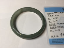 Load image into Gallery viewer, 57.6mm certificated Type A 100% Natural oily dark green/gray Jadeite Jade bangle AJ77-8579
