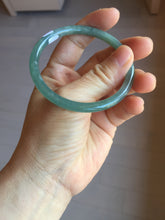 Load image into Gallery viewer, 54.5mm Certified Type A 100% Natural icy watery deep sea dark green/blue/gray/black Guatemala slim round cut Jadeite bangle PB140-8148
