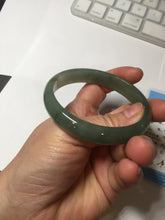 Load image into Gallery viewer, 57.6mm certificated Type A 100% Natural oily dark green/gray Jadeite Jade bangle AJ77-8579
