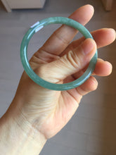 Load image into Gallery viewer, 54.5mm Certified Type A 100% Natural icy watery deep sea dark green/blue/gray/black Guatemala slim round cut Jadeite bangle PB140-8148
