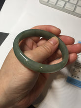 Load image into Gallery viewer, 57.6mm certificated Type A 100% Natural oily dark green/gray Jadeite Jade bangle AJ77-8579
