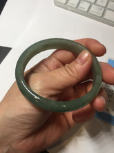 Load image into Gallery viewer, 57.6mm certificated Type A 100% Natural oily dark green/gray Jadeite Jade bangle AJ77-8579
