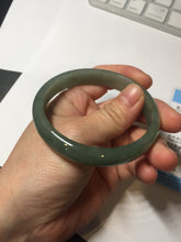 Load image into Gallery viewer, 57.6mm certificated Type A 100% Natural oily dark green/gray Jadeite Jade bangle AJ77-8579
