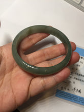 Load image into Gallery viewer, 57.6mm certificated Type A 100% Natural oily dark green/gray Jadeite Jade bangle AJ77-8579
