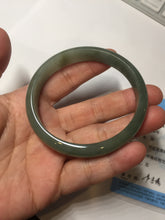 Load image into Gallery viewer, 57.6mm certificated Type A 100% Natural oily dark green/gray Jadeite Jade bangle AJ77-8579
