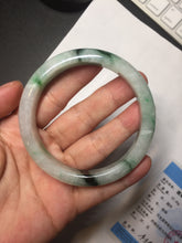 Load image into Gallery viewer, 56.5mm Certificated sunny green/dark green/white jadeite jade bangle BK120-8240
