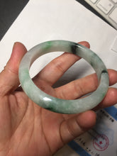 Load image into Gallery viewer, 56.5mm Certificated sunny green/dark green/white jadeite jade bangle BK120-8240
