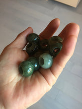 Load image into Gallery viewer, 20(16)x12.9(12.4)mm Type A 100% Natural dark green/gray/black(老油青) donut shape Jadeite Jade LuluTong (Every road is smooth) bead pendant PD195
