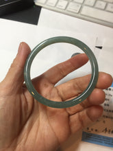 Load image into Gallery viewer, 54.5mm Certified Type A 100% Natural icy watery deep sea dark green/blue/gray/black Guatemala slim round cut Jadeite bangle PB140-8148
