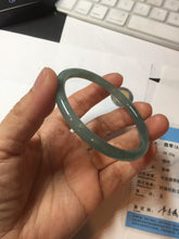 Load image into Gallery viewer, 54.5mm Certified Type A 100% Natural icy watery deep sea dark green/blue/gray/black Guatemala slim round cut Jadeite bangle PB140-8148
