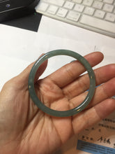 Load image into Gallery viewer, 54.5mm Certified Type A 100% Natural icy watery deep sea dark green/blue/gray/black Guatemala slim round cut Jadeite bangle PB140-8148
