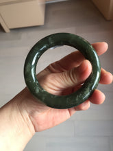 Load image into Gallery viewer, 55.5mm certified 100% Natural dark green/gray/black chubby round cut nephrite Hetian Jade bangle HF85-0882
