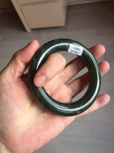 Load image into Gallery viewer, 55.5mm certified 100% Natural dark green/gray/black chubby round cut nephrite Hetian Jade bangle HF85-0882
