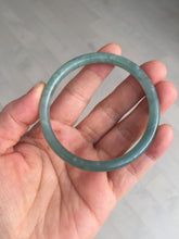 Load image into Gallery viewer, 54.5mm Certified Type A 100% Natural icy watery deep sea dark green/blue/gray/black Guatemala slim round cut Jadeite bangle PB140-8148
