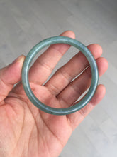 Load image into Gallery viewer, 54.5mm Certified Type A 100% Natural icy watery deep sea dark green/blue/gray/black Guatemala slim round cut Jadeite bangle PB140-8148
