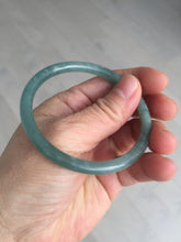 Load image into Gallery viewer, 54.5mm Certified Type A 100% Natural icy watery deep sea dark green/blue/gray/black Guatemala slim round cut Jadeite bangle PB140-8148
