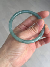Load image into Gallery viewer, 54.5mm Certified Type A 100% Natural icy watery deep sea dark green/blue/gray/black Guatemala slim round cut Jadeite bangle PB140-8148
