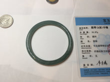 Load image into Gallery viewer, 52.5mm Certified Type A 100% Natural icy watery deep sea dark green/blue/gray/black Guatemala slim round cut Jadeite bangle PB141-8130
