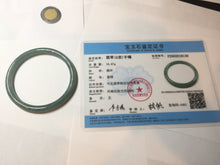 Load image into Gallery viewer, 52.5mm Certified Type A 100% Natural icy watery deep sea dark green/blue/gray/black Guatemala slim round cut Jadeite bangle PB141-8130
