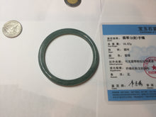 Load image into Gallery viewer, 52.5mm Certified Type A 100% Natural icy watery deep sea dark green/blue/gray/black Guatemala slim round cut Jadeite bangle PB141-8130
