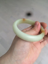 Load image into Gallery viewer, 53.8mm 100% Natural yellow/orange carved daisies Xiu Jade (Serpentine) bangle XY7
