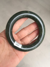 Load image into Gallery viewer, 55.5mm certified 100% Natural dark green/gray/black chubby round cut nephrite Hetian Jade bangle HF85-0882
