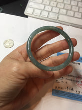 Load image into Gallery viewer, 52.5mm Certified Type A 100% Natural icy watery deep sea dark green/blue/gray/black Guatemala slim round cut Jadeite bangle PB141-8130
