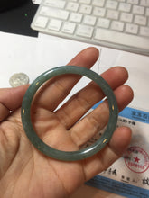 Load image into Gallery viewer, 52.5mm Certified Type A 100% Natural icy watery deep sea dark green/blue/gray/black Guatemala slim round cut Jadeite bangle PB141-8130
