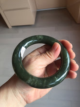 Load image into Gallery viewer, 59mm certified 100% Natural dark green/gray/black chubby round cut nephrite Hetian Jade bangle HF86-0209
